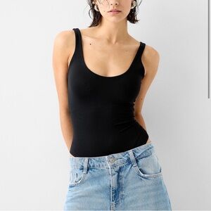 Pink Lily Black Jersey Scoop Neck Tank Bodysuit New